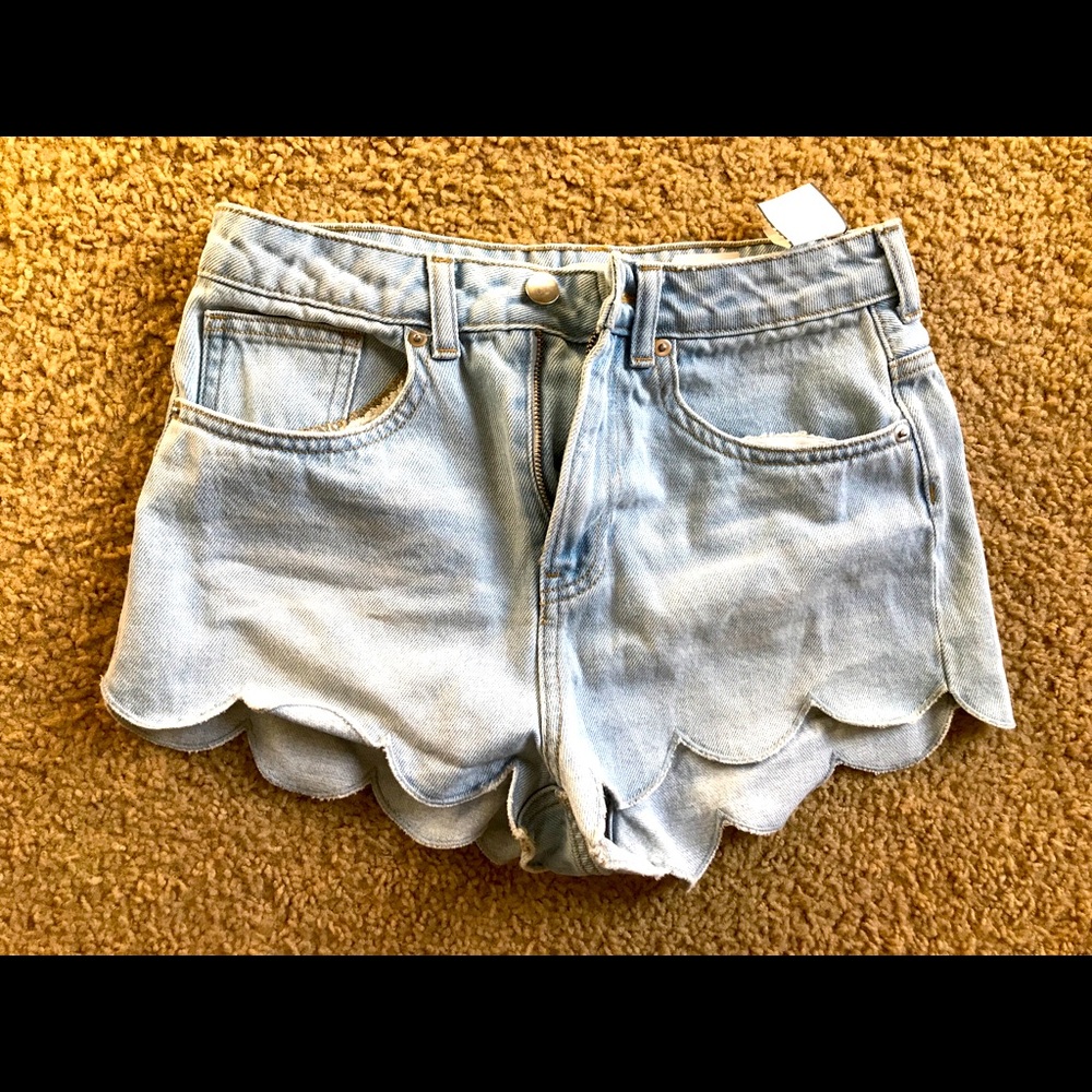 Washed Denim Shorts